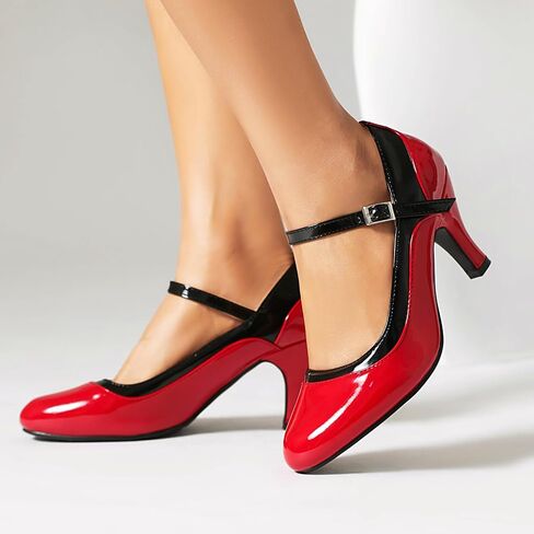 Elerhythm Women's Mary Jane Vintage Two Tone Ankle Strap Close Toe 1920s Gatsby Heels Retro 1950s Victorian Pumps Shoes in Kuwait