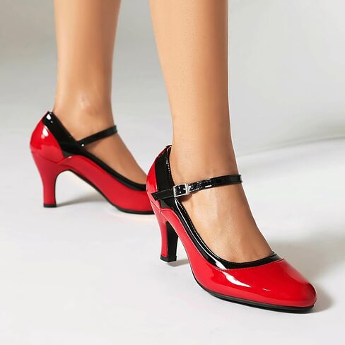 Elerhythm Women's Mary Jane Vintage Two Tone Ankle Strap Close Toe 1920s Gatsby Heels Retro 1950s Victorian Pumps Shoes in Kuwait