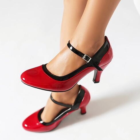 Elerhythm Women's Mary Jane Vintage Two Tone Ankle Strap Close Toe 1920s Gatsby Heels Retro 1950s Victorian Pumps Shoes in Kuwait