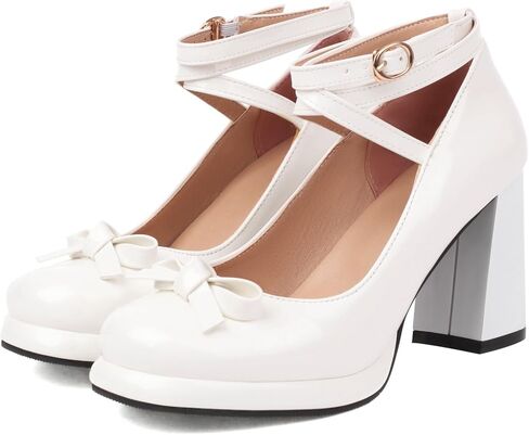 منصة Yiya للسيدات Mary Jane Shoes Pumps Bow Lolita Platfor in Kuwait