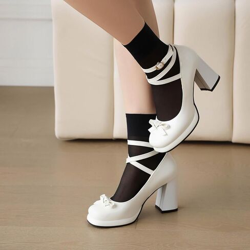 منصة Yiya للسيدات Mary Jane Shoes Pumps Bow Lolita Platfor in Kuwait