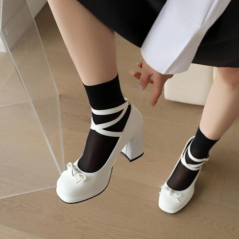منصة Yiya للسيدات Mary Jane Shoes Pumps Bow Lolita Platfor in Kuwait