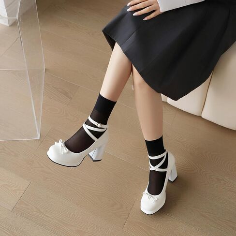 منصة Yiya للسيدات Mary Jane Shoes Pumps Bow Lolita Platfor in Kuwait