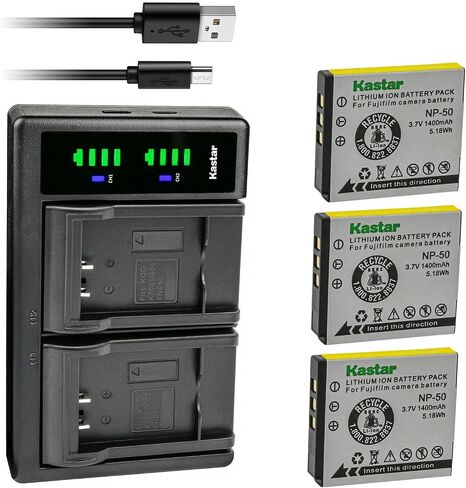 Kastar FNP-50 LTD2 USB Battery Charger Compatible with Fujifilm NP-50, NP-50A Battery, Fujifilm BC-50, BC-45W Charger, Fujifilm FinePix XP100 XP110 XP150 XP160 XP170 XP200 XF1 Camera in Kuwait