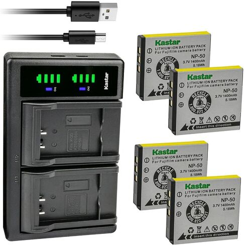 Kastar FNP-50 LTD2 USB Battery Charger Compatible with Fujifilm NP-50, NP-50A Battery, Fujifilm BC-50, BC-45W Charger, Fujifilm FinePix XP100 XP110 XP150 XP160 XP170 XP200 XF1 Camera in Kuwait