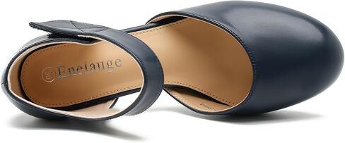 Enelauge Women's Ankle Strap Block Chunky Heels Closed Round Toe Pumps D'Orsay Comfortable Vintage Dressy Bridal Wedding Party Shoes in Kuwait