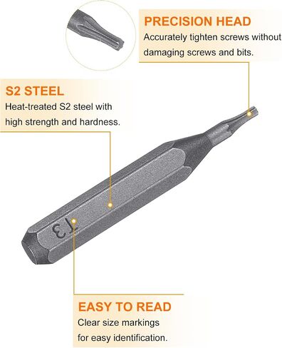 HARFINGTON 10pcs T3 Torx Screwdriver Bit 5/32" Hex Shank 28mm Length Magnetic Star 6 Point Head Hex Bits S2 Steel Screw Driver Bit for Electric Manual Screwdrivers Precision Repair in Saudi Arabia