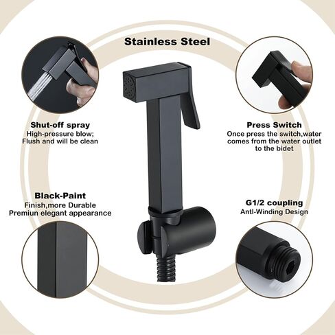 HandheldSprayer for Toilet Brass Baby Cloth Diaper Sprayer Portable Hand Held ToiletSprayer Head withHose and Bracket, for Feminine Wash, Easy to Install,Gold(Chrome) in Saudi Arabia