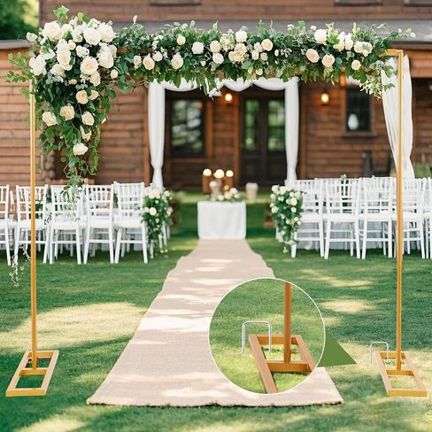 8.2FT Square Backdrop Stand, Wedding Arch Heavy Duty Adjustable Stand, Over The Table Rod Stand with Clamps, Metal Gold Garden Balloon Frame for Baby Shower Parties Decor(Two Person Installation) in Saudi Arabia