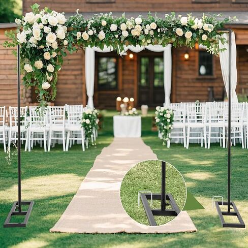 8.2FT Square Backdrop Stand, Wedding Arch Heavy Duty Adjustable Stand, Over The Table Rod Stand with Clamps, Metal Gold Garden Balloon Frame for Baby Shower Parties Decor(Two Person Installation) in Saudi Arabia