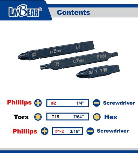 3pcs استبدال مفك البراغي على الوجهين لإكسسوارات Leatherman Multitool-Long Phillips #2 و 1/4 "Long Torx #15 و Hex 7/64" Phillips Short #1-2 و 3/16 " in Kuwait
