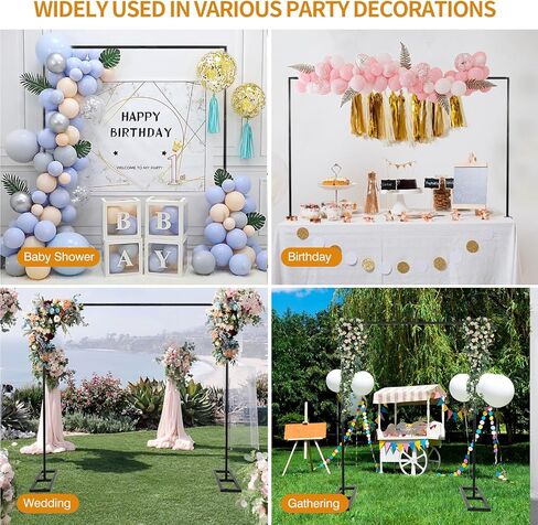 8.2FT Square Backdrop Stand, Wedding Arch Heavy Duty Adjustable Stand, Over The Table Rod Stand with Clamps, Metal Gold Garden Balloon Frame for Baby Shower Parties Decor(Two Person Installation) in Saudi Arabia
