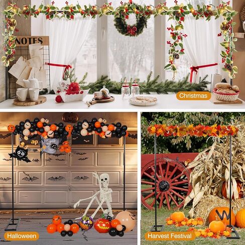 8.2FT Square Backdrop Stand, Wedding Arch Heavy Duty Adjustable Stand, Over The Table Rod Stand with Clamps, Metal Gold Garden Balloon Frame for Baby Shower Parties Decor(Two Person Installation) in Saudi Arabia