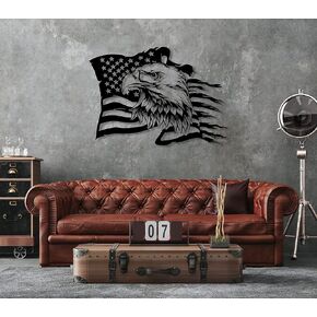 American Eagle Metal Wall Art, American Flag Wall Decor, US Large Metal Eagle Wall Sign, Fourth of July Independence Day Flag,Patriotic Gift, Metal Flag Hanging (16.9 x 23.6" / 43 x 60 cm)