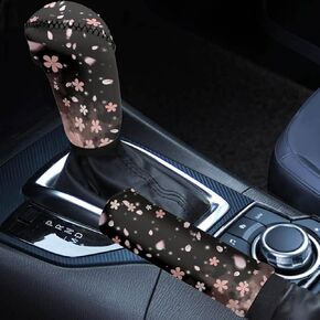 2PCs Set Leopard Print Fashion Car Handbrake Cover Gear Shift Knob Cover, Universal Fit Anti Skid Cheetah Printed Car Interior Accessories for SUV Sedan Van, Grey