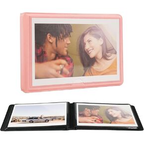 Photo Album 4x6 28+1 Pocket Horizontal Pictures, Cute Small Mini Capacity for Family Kids Girls Wedding and Vacation(Peach Pink)