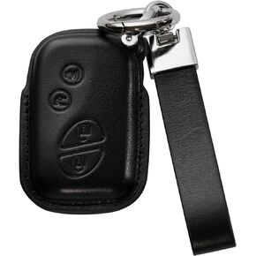 Black Leather Keychain and car Key fob Cover Compatible with Lexus Shell Holder case Gifts Accessories ES250 ES300h ES350 IS300 IS350 NX300 RC F RC300 RC350 RX350L RX450h RX450hL