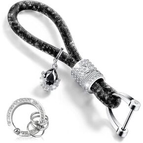 Pack-1 B-ling Crystal Car Keychain, Keychain Accessories With B-ling Rhinestones, Car Key Chains Glitter Key Ring (Silver)