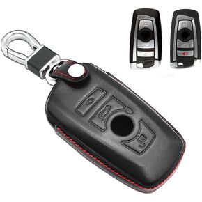 MECHCOS Compatible with BMW 3 5 7 Series M1 M2 M3 F05 F10 F20 F30 335 328 535 650 740 x1 x3 x4 x6,etc Leather Keyless Entry Remote Control Smart Key Fob Cover Jacket Case Protector Shell
