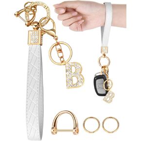 Letter Leather Wristlet Keychain Car Keys Keychain Bracelet Keychain Large Keychain for Girl Woman Personalized Gift in Kuwait
