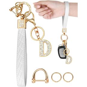 Letter Leather Wristlet Keychain Car Keys Keychain Bracelet Keychain Large Keychain for Girl Woman Personalized Gift