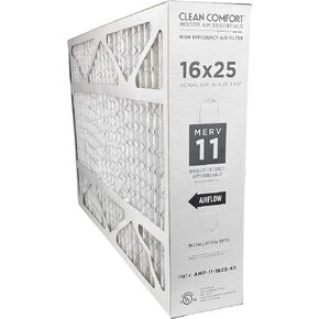 Clean Comfort AMP-11-1625-45 (1 Pack) 16" x 25" x 4.5" Media Air Filter, MERV 11