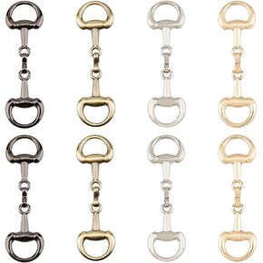 SUPERFINDINGS 8Pcs 4 Colors Alloy D Ring Snaffle Bit Buckles Horse Bit Buckle Double Bit Buckle for DIY Snaffle Bit Horse Jewelry Loafer Shoes Decoration, 72x21x6mm