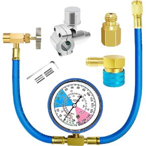 R134a Refrigerator Charging Hose Kit-AC Recharge Hose Kit to Refrigerator with 1 Pack of BPV31 Bullet Piercing Tap Valve,1pcs R134a Self-Sealing Adapter, for Home Fridge Refrigerant System (Style 1)