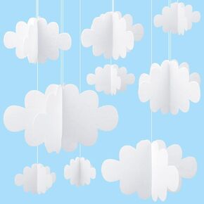 8 PCS 3D Cloud Decorations Hanging Clouds from The Ceiling, Felt Fake Cloud Ornaments Artificial Fake Cloud Decor for Art Stage, Wedding, Children Room, DIY Party