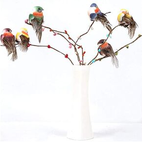12Pcs Artificial Bird Ornaments,Cute Artificial Bird Decor Simulation, Bird DIY for Crafts,Christmas Tree and Seasonal Displays and Wreaths