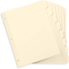 Blue Summit Supplies 3 Ring Binder Dividers with Reinforced Edge, 1/8 Cut Tabs, Letter Size, 3 Hole Punch Section Index Dividers for Binders, Manila, 96 Pack