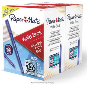 Paper Mate Ballpoint Pens, Write Bros. Black Ink Pens, Medium Point (1.0mm), 120 Count