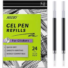 Gel Ink Refills for Retractable Click Pens Blue Medium Point Compatible with Pilot G2 Pentel Energel Jetstream Sharpie S-Gel Uniball Signo Zebra Sarasa 24 pcs