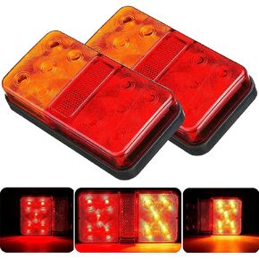 2PCS 12V LED Rear Tail Lights Trailer Lights Universal 10Leds Stop Brake Light Turn Signal Indicator Lamp for Caravan Van Boat Camper Truck Lorry Tractor RV Side Indicator Marker light