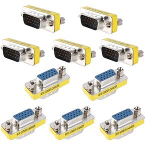 Set of 10 15Pin DB15 VGA SVGA Male to Female Monitor Gender Changer Converter Coupler Adapter for Monitors, HDTV's, Projectors, VGA Splitters, KVM