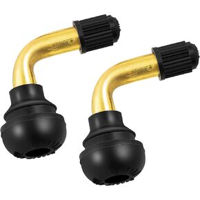 2Pcs PVR70 Valve Stem Bent 90 Degree Angled, Brass Stem, Snap-in Rubber Base, Compatible with Most Tubeless Tire Rim, Motorcycle, Scooter, ATV (Applicable Diameter 10.3mm)