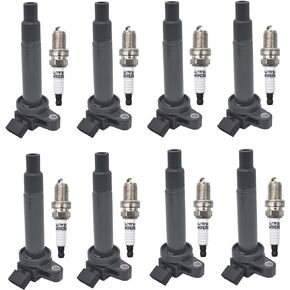Ignition Coil Pack Iridium Spark Plug UF230 Set of 8 Compatible with Lexus Toyota 4Runner Tundra Sequoia 4.7L V8