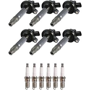ENA Set of 6 Ignition Coil Pack and Platinum Spark Plug Compatible with Ford Lincoln Mazda Mercury Edge Flex Fusion Taurus MKS MKT MKX MKZ 6 CX9 Sable 3.5L 3.7L V6 Replacement for UF553 SP411