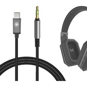 Geekria Nylon Braided USB-C Digital to Audio Cable Compatible with Master & Dynamic MH40 MG20, V-Moda Crossfade 2 M-80 LP LP2 Cable, Type-C Audio Cord (4 ft/1.2 m)