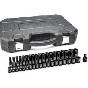 GEARWRENCH 39 Piece 1/2inch Drive 6 Point Impact Socket Set, Standard & Deep, Metric - 84948N