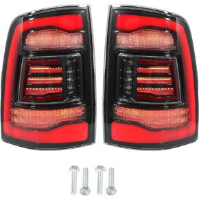 OLED Tail Lights Assembly - Car Sequential Turn Signals and 3D Dynamic Animation Lighting with Running Light - for DODGE 1500 2500 3500 2009-2018 Plastic Black - 1 Pair