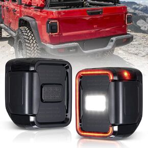 BUNKER INDUST Smoked LED Tail Lights Fit for 2020 2021 Jeep Gladiator,JT Tail Lamp Rear Back Lights Brake Light Turn Signal Light Reverse Assembly(Black Housing Smoked Lens), 1 Pair