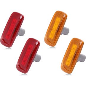 BASIKER 3-LED Side Marker Lights for 2010-2017 Dodge Ram 2500 3500 (2x Amber 2x Red) LED Dually Cab Bed Fender Light Amber Lens & Red Lens,Dodge Ram 4500/5500 Dually Heavy Duty Pickup Trucks