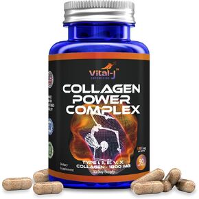 Collagen Power Peptides 1800mg, 90 Caps. - Type I, II, III, V, X - Collagen Complex Capsules for Women and Men - Hydrolyzed Protein, Healthy Hair, Skin, Nails and Joints