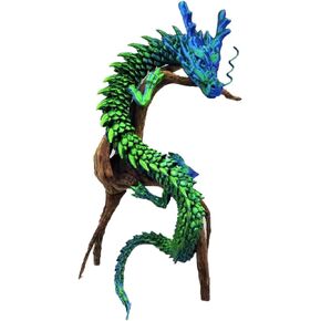 3D Printed Dragon, Flexibility Change Shape Dragon .Movable Chinese Dragon Statue Home Office Desk Fish Tank Decoration (Green)