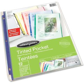 واقيات ملاءات الجيب الملونة من ويلسون جونز، مقاس الحروف، 12 كمًا في كل عبوة، متعددة الألوان (W21417A) in Kuwait