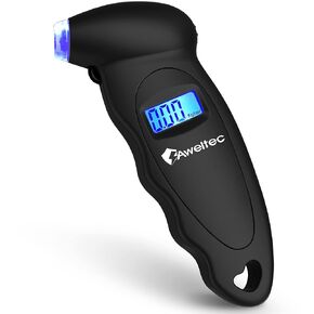 Digital Tire Pressure Gauge 150 PSI, 4 Settings, Tire Gauge for Car, Truck, Motorcycle, Bicycle with Backlit LCD and Non-Slip Grip (Silver)
