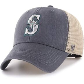 '47 MLB Flagship Wash Mesh MVP Adjustable Hat, Adult One Size Fits All (Seattle Mariners, One Size, Vintage Navy)