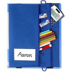 Adjustable Elastic Band Multi Pockets Pen Holder Zippered Office Supplies Organizer Caculator Cards Keys Sleeve Pouch for File Folder, Binder, Book, Journals, Notebook, 8.5 x 11.6 Inch, Detachable