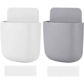 Cosmos Pack of 2 Remote Control Holder Wall Mount Adhesive Phone Holder Wall Mount Storage Organizer Box Phone Charging Storage Box for Home Office Bedroom Living Room